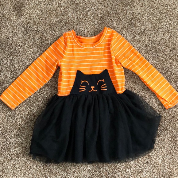 Cat & Jack Dresses Cat Jack Orange And Black Cat Dress Toddler